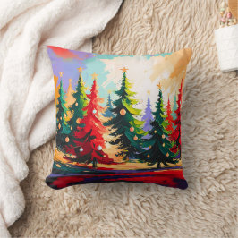 Almofada Christmas Trees painting Landscape  