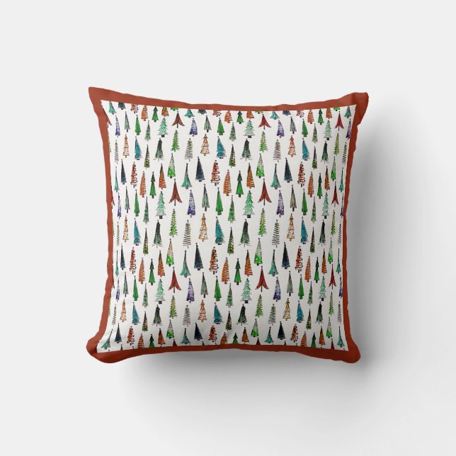 Almofada Christmas trees  throw pillow (Frente)