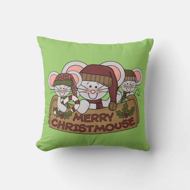 Almofada Christmouse alegre (Frente)