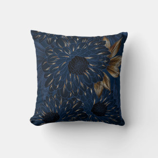 Almofada Chrysanthemum desenhado à mão, elegante padrão flo