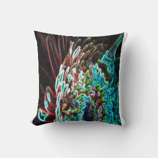 Almofada Chrysanthemum Glow Art Blue Verde, Branco e Vermel