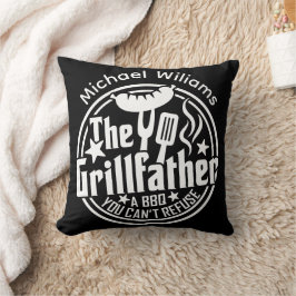 Almofada Churrasco branco preto Pai personalizado Grilldad