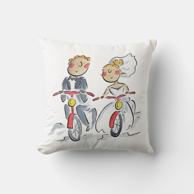 Almofada Ciclistas Bride e Groom (Frente)