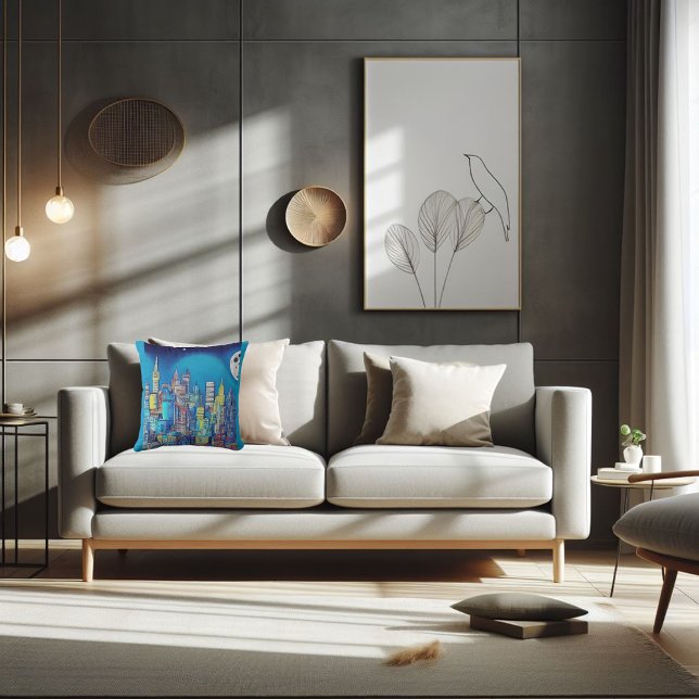 Almofada cidade à noite só para você. (City at Night lovely throw pillow gift for the traveler you know.)