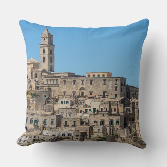 Almofada Cidade de Matera dos di de Sassi em Italia (Frente)
