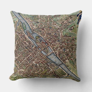 Almofada Cidade do mapa de Paris antiga