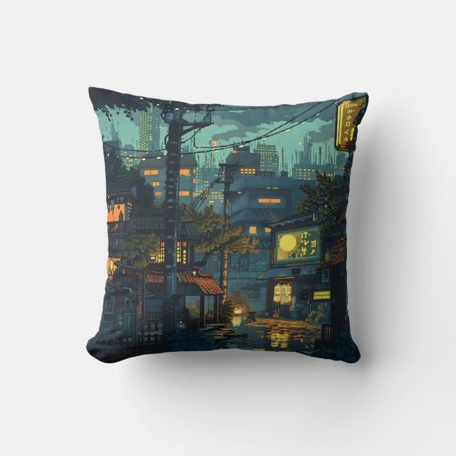 Almofada Cidade silenciosa de 8 bits (Frente)