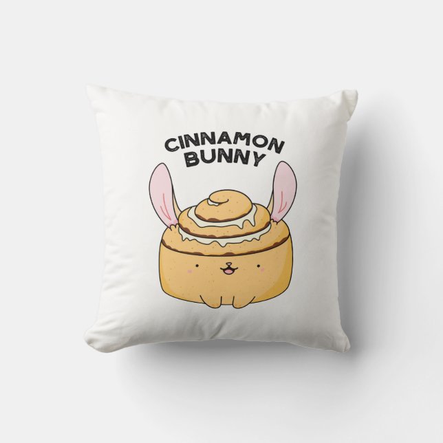 Almofada Cinnamon Bunny Funny Cinnamon Bun Pun (Frente)