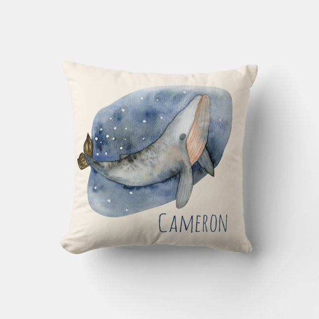 Almofada Cinto-d-água Cura Baleia Azul Náutico Personalizad (Frente)