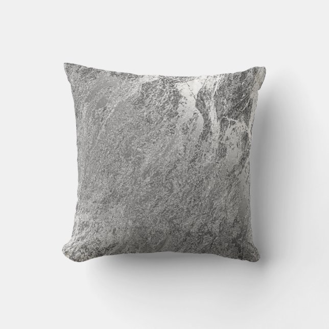 Almofada Cinza abstrato Silver Monochrom VIP Marble Pastel (Frente)