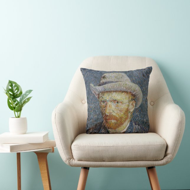 Almofada Cinza Autoretrato Van Gogh Sentiu Ódio Na Pintura (Cadeira)