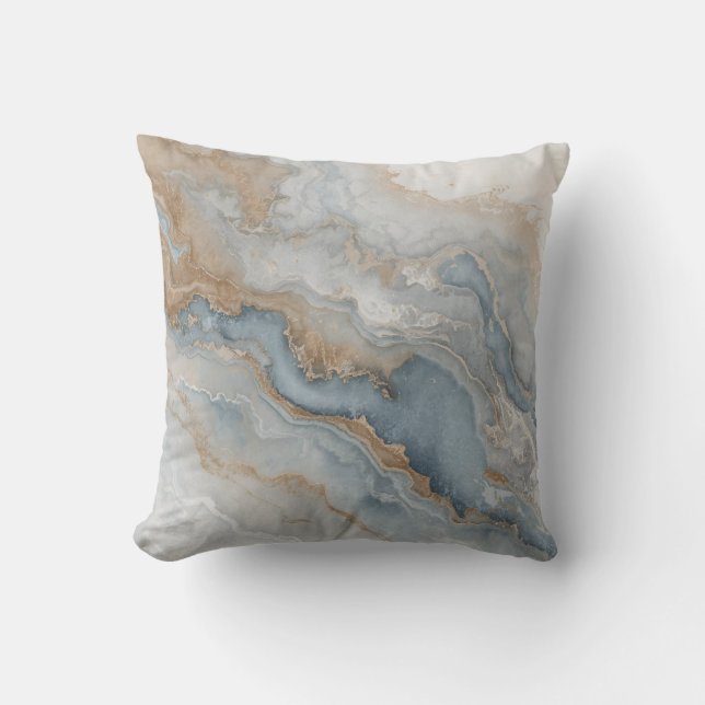 Almofada Cinza Azul Empoeirado Bege Abstrato 40cm (Frente)