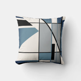 Almofada Cinza Azul Escuro, Abstrato Geométrico Mosaico Neg