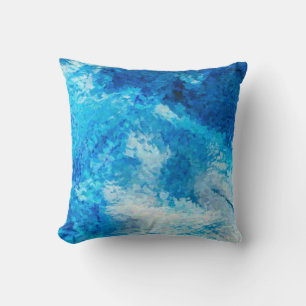 Almofada Cinza Azul Impressionista Travesseiro de Água do
