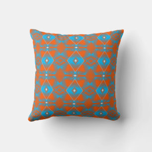 Almofada Cinza Azul Laranja Ombre Arte Geométrica