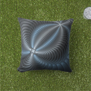 Almofada Cinza Azul Plástico Arte Fractal 3D Abstrato