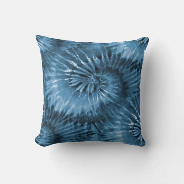 Almofada Cinza azul Tie Dye Starburst Spiral Retro (Frente)