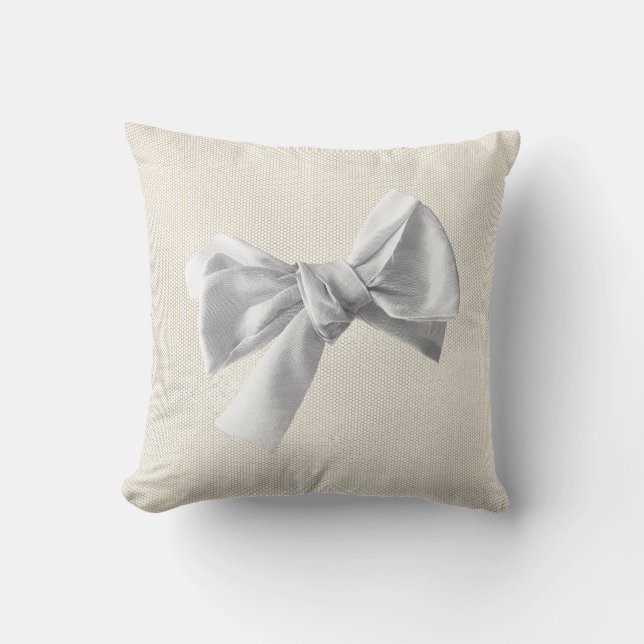 Almofada Cinza Bawl Ivory Beige Algodão Neutro Quente (Frente)