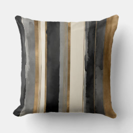 Almofada Cinza bege preto e listras de ouro