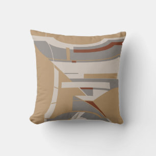 Almofada Cinza Bege Taupe Geométrico Abstrato Mediterrâneo 
