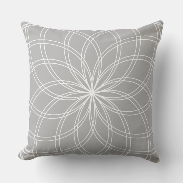 Almofada Cinza Branca de Spiro Mandala (Frente)