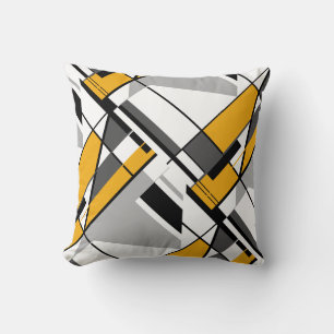 Almofada Cinza branca Dourada Design angular Abstrato