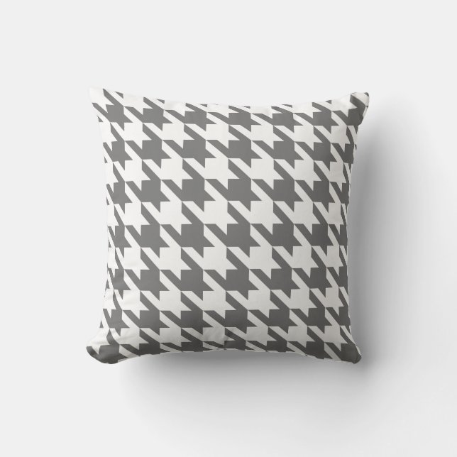 Almofada Cinza branca Pied De Poule Houndstooth (Frente)