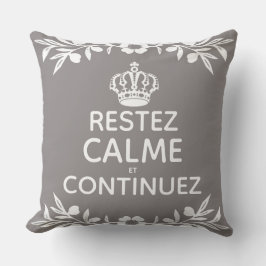 Almofada cinza branca ramo de oliveira Francês Manter Calmo