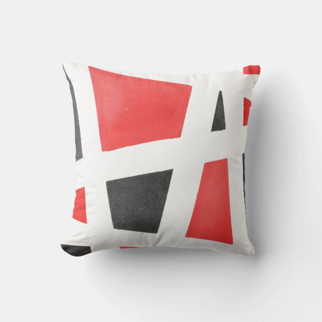 Almofada Cinza Branco e Vermelho Geométrico (Frente)