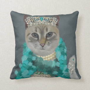 Almofada Cinza Cat Adornada Com Bells