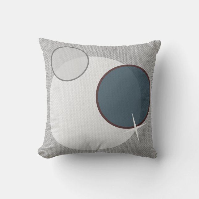 Almofada Cinza Círculos Azuis Brancos (Frente)