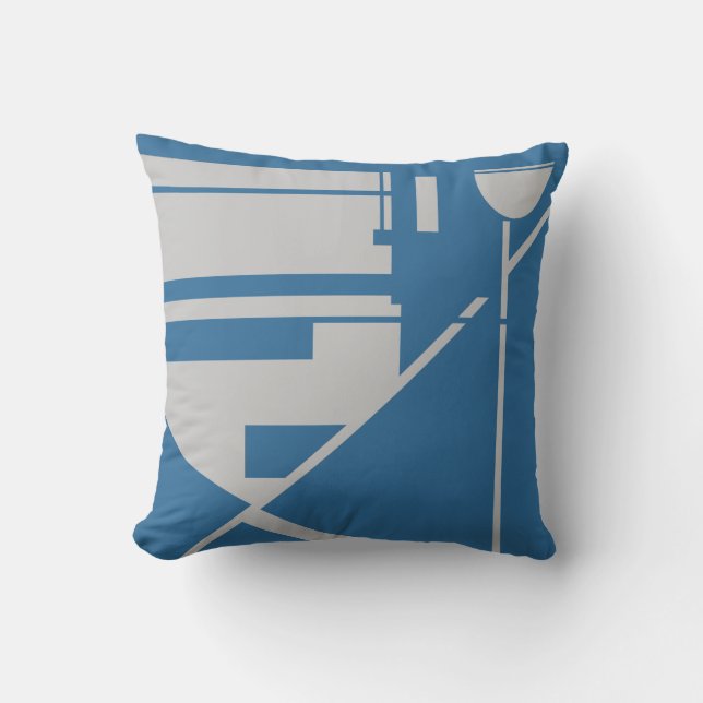 Almofada Cinza Claro Abstrato Geométrico Azul (Frente)