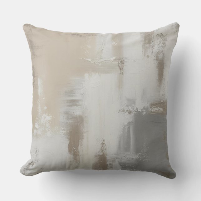 Almofada Cinza Contemporâneo Bege Branco Design Abstrato (Frente)