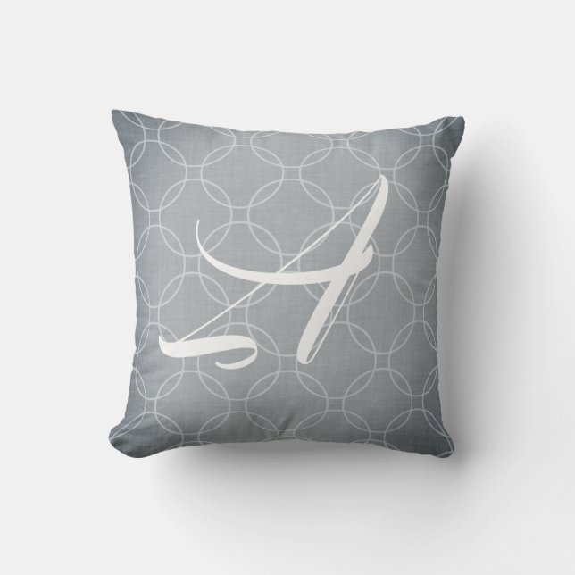 Almofada Cinza de aço - Circunscrição tardia Trellis Monoga (Frente)