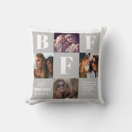 Almofada Cinza de Colagem de Fotos Bestie BFF