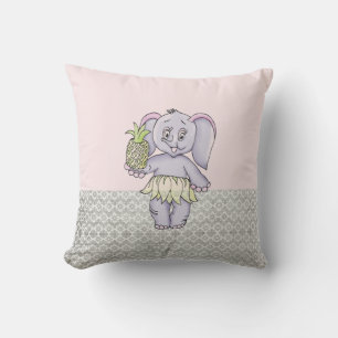Almofada Cinza de Elefante Rosa Menina Moderna Bebê para Cr