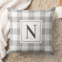 Cinza de fazenda Gingham Check Xadrez Monograma