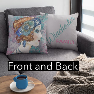 Almofada Cinza De Flapper Glamourous Personalizar De Dois L