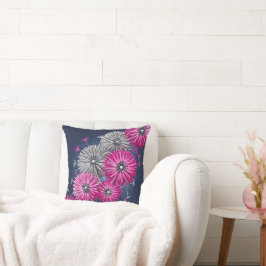 Almofada Cinza de Forragens Esquecidas Rosa Dandelion Azul