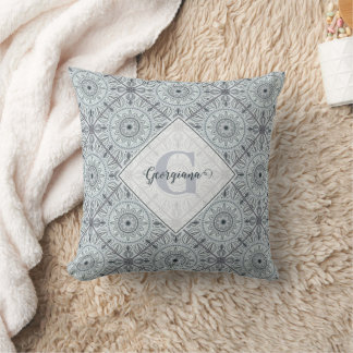 Almofada Cinza de Harmonia Floral Personalizada Mandala