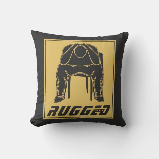 Almofada cinza de ouro robusto Homem segurando cabeça | Pen (Frente)