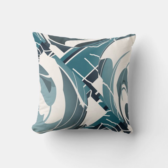 Almofada Cinza de Seafoam Design Diagonal Desbranco (Frente)