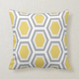 Almofada Cinza do amarelo do teste padrão do hexágono da