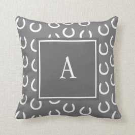 Almofada Cinza do monograma dos calçados do cavalo