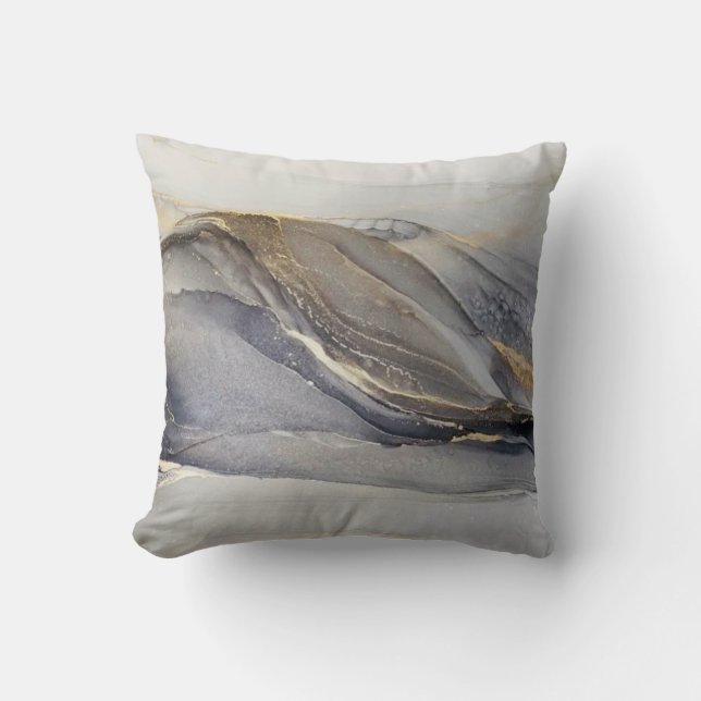 Almofada Cinza Dourada mármore negro Bonito elegante (Frente)