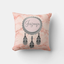 Almofada Cinza Dreamcatcher no Mármore Rosa Personalizado
