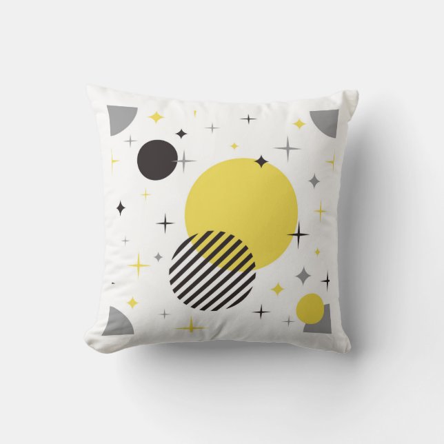 Almofada Cinza e Amarelo Moderno Retro (Frente)