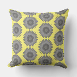 Almofada cinza e impressão amarela,