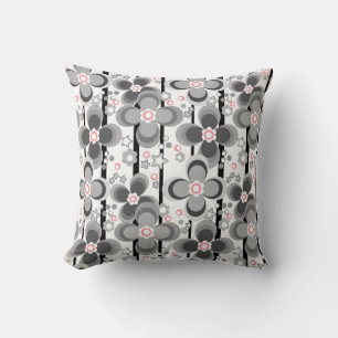 Almofada Cinza e padrão floral retrorreflector branco