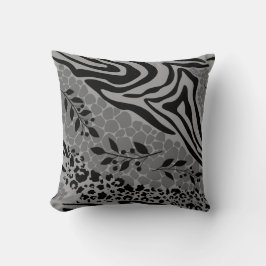 Almofada Cinza e preto-leopardo